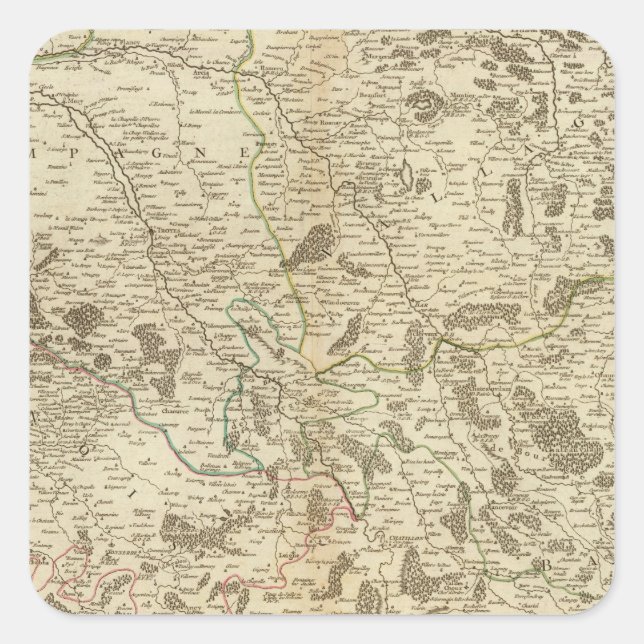 Pegatina Cuadrada Champagne, Francia (Anverso)