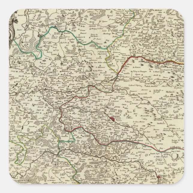 Pegatina Cuadrada Champagne, Francia 3 (Anverso)