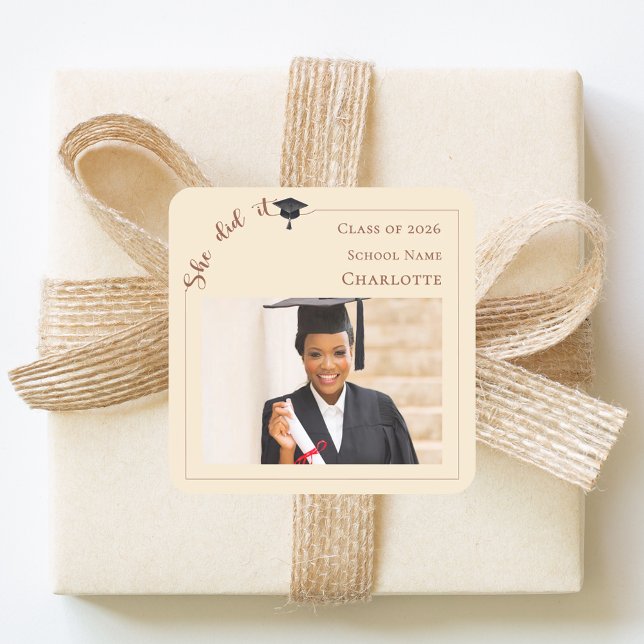 Pegatina Cuadrada Champagne photo Graduation Party (Subido por el creador)