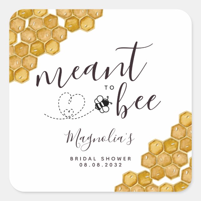 Pegatina Cuadrada Champán para la Ducha de Regalos de la Novia (Anverso)