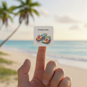 Pegatina Cuadrada Chancletas Rainbow Reef, personalizadas