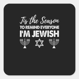 Pegatina Cuadrada Chanukkah Divertido Esta Temporada Todos Soy Judío