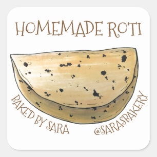 Pegatina Cuadrada Chapati indio casero roti, pan hecho por