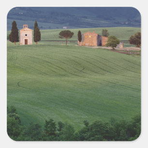 Pegatina Cuadrada Chapel San Quirico d'Orcia, Toscana, Italia