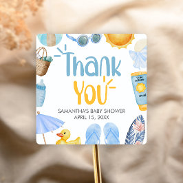 Pegatina Cuadrada Chapoteo de verano Baby Shower