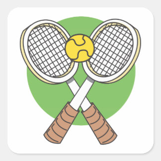 Pegatina Cuadrada Chaquetas de tenis y bolas