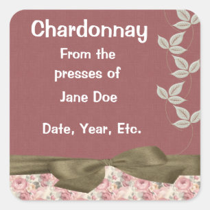 Pegatina Cuadrada Chardonnay Rosa Wine Labels