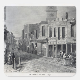 Pegatina Cuadrada Charing Cross, 1830