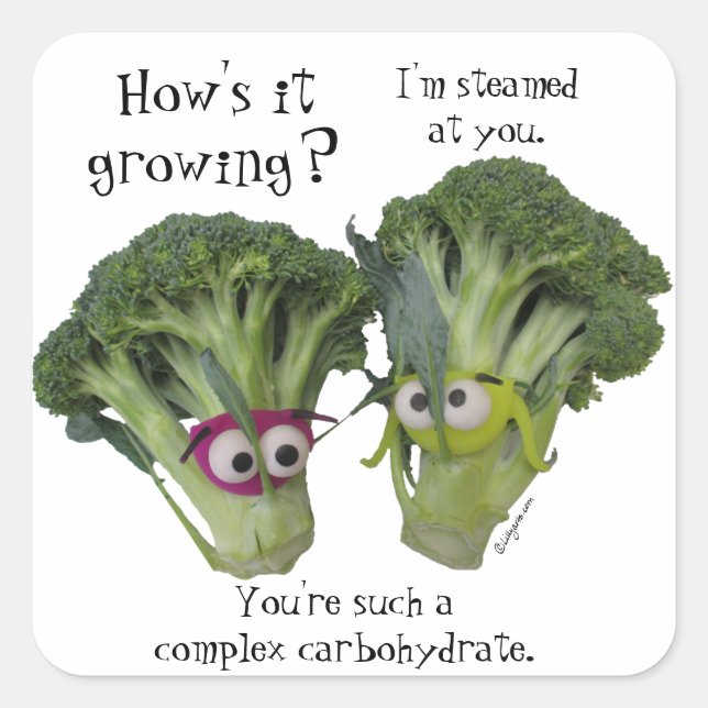 Pegatina Cuadrada Charla divertida de Broccoli (Anverso)