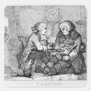 Pegatina Cuadrada Charla, ilustracion