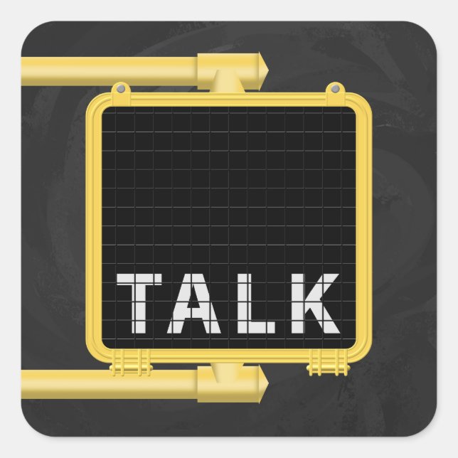 Pegatina Cuadrada Charla sobre el Rótulo Crosswalk de Nueva York (Anverso)