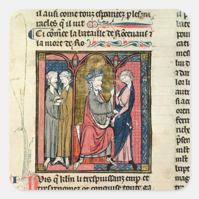 Pegatina Cuadrada Charlemagne envía a Ganelon (Anverso)