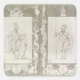 Pegatina Cuadrada Charlemagne y Heymon, 1804-5