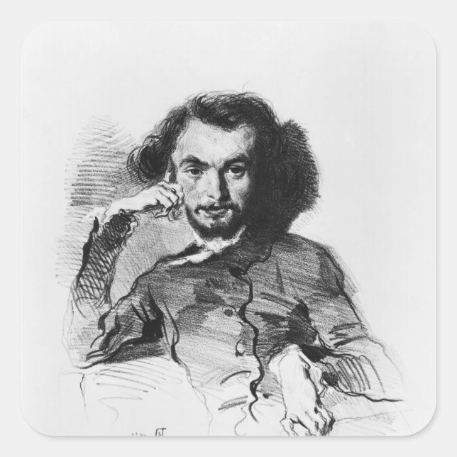 Pegatina Cuadrada Charles Baudelaire 1844 (Anverso)
