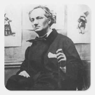 Pegatina Cuadrada Charles Baudelaire con los grabados, c.1863