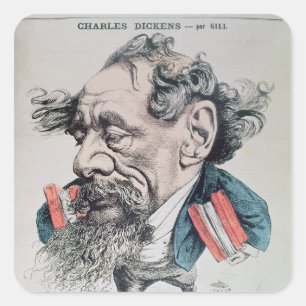 Pegatina Cuadrada Charles Dickens al frente del Canal de la Mancha