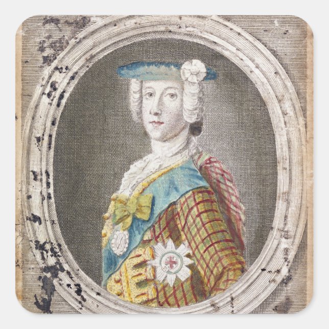 Pegatina Cuadrada Charles Edward Stuart (Anverso)