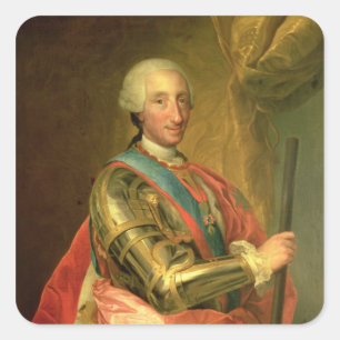 Pegatina Cuadrada Charles III en armadura, después de 1759