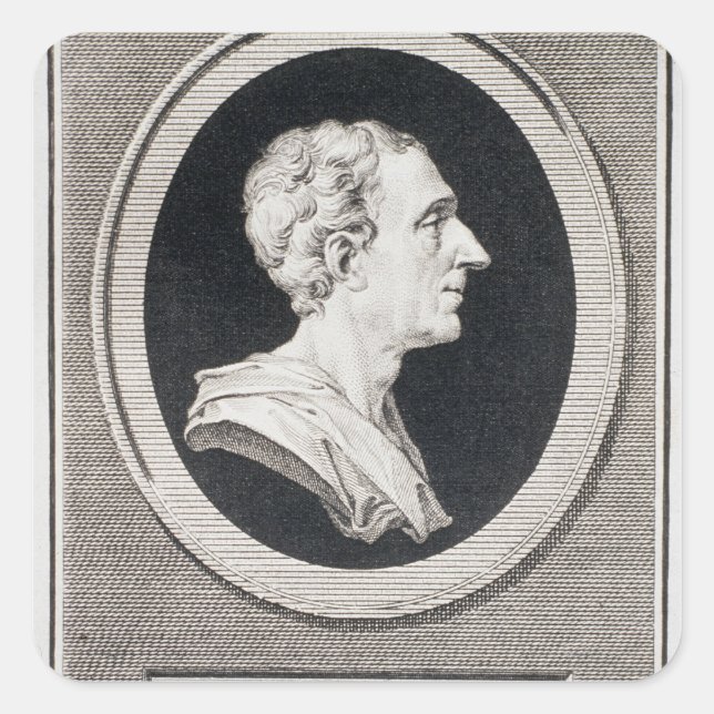 Pegatina Cuadrada Charles Louis de Secondat, Barón de Montesquieu (Anverso)