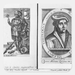 Pegatina Cuadrada Charles Martel y Martin Luther