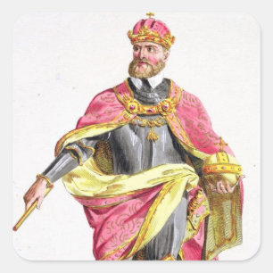 Pegatina Cuadrada Charles V (1500-58) de 'DES Estampes de Receuil,