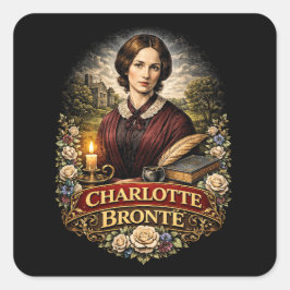 Pegatina Cuadrada Charlotte Brontë