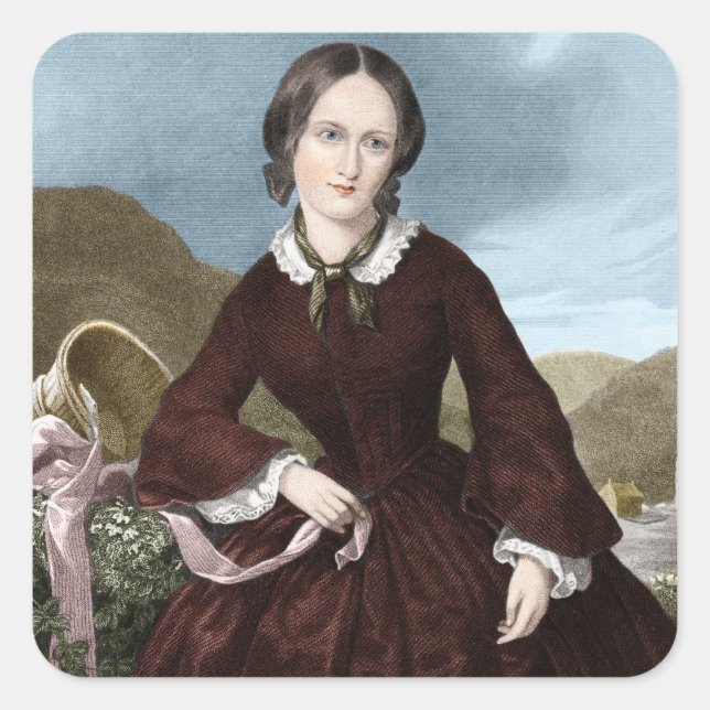 Pegatina Cuadrada Charlotte Bronte (Anverso)