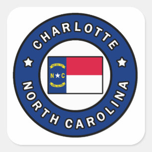 Pegatina Cuadrada Charlotte Carolina del Norte