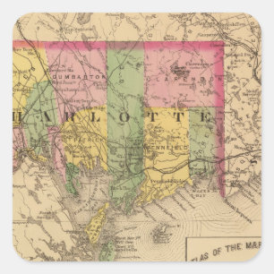 Pegatina Cuadrada Charlotte Co., NB