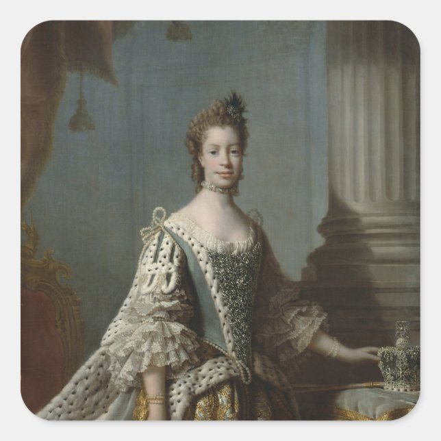 Pegatina Cuadrada Charlotte Sophia de Mecklenburg-Strelitz, 1762 (Anverso)