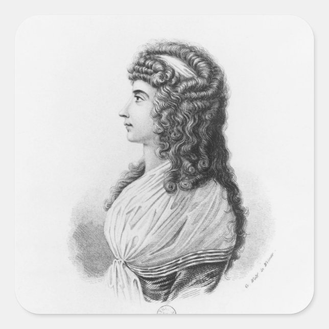 Pegatina Cuadrada Charlotte von Stein, nacido von Schardt, tarde (Anverso)