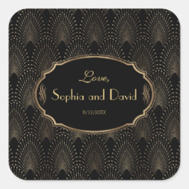 Pegatina Cuadrada Charm Great Gatsby Vintage Boda Art Deco de los añ