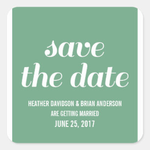 Pegatina Cuadrada Charm Save the Date Pegatinas, Green