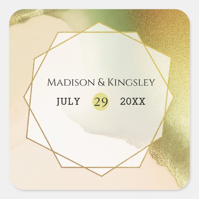 Pegatina Cuadrada Chartreuse Resumen 💚 ✨ Boda asombroso (Anverso)