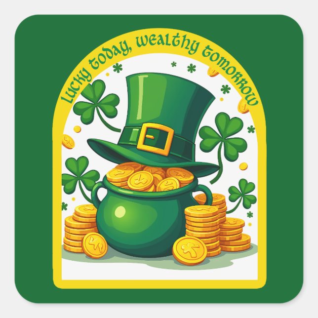 Pegatina Cuadrada Chasing Luck Catching Cash - Autocolante (Anverso)