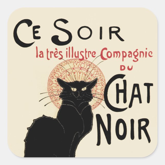 Pegatina Cuadrada Chat Noir (Anverso)