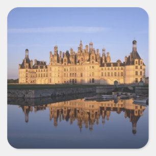 Pegatina Cuadrada Chateau Chambord, Valle del Loira, Francia