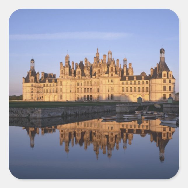 Pegatina Cuadrada Chateau Chambord, valle del Loira, Francia (Anverso)