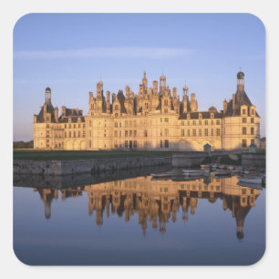 Pegatina Cuadrada Chateau Chambord, valle del Loira, Francia