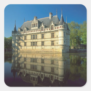 Pegatina Cuadrada Chateau de Azay-le-Rideau, Indre-et-Loire,