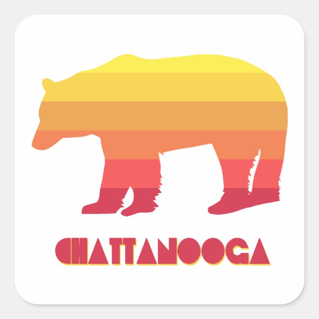Pegatina Cuadrada Chattanooga Tennessee Rainbow Bear (Anverso)