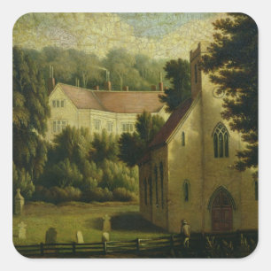 Pegatina Cuadrada Chawton House and Church, 1809