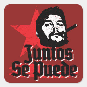 Pegatina Cuadrada Che Guevara Cita Revolucionaria Juntos Se Puede