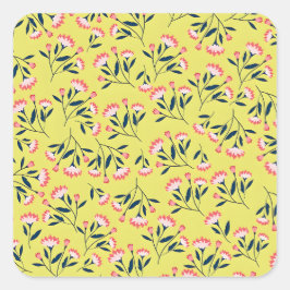Pegatina Cuadrada  Cheerful Floral Pattern: Pink Flowers 