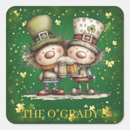 Pegatina Cuadrada Cheerful St. Patrick’s Day Party Illustration