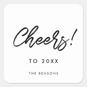 Pegatina Cuadrada Cheers New Year modern typography