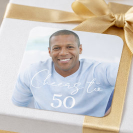 Pegatina Cuadrada Cheers photo birthday party