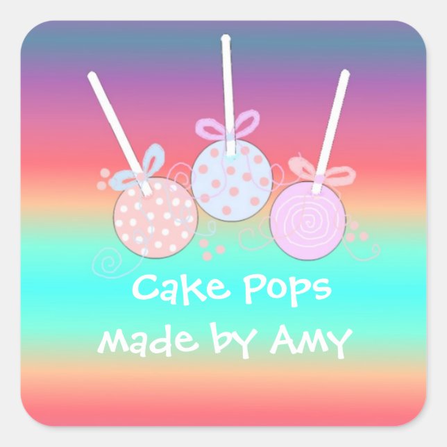Pegatina Cuadrada Cheery Cake Pops (Anverso)