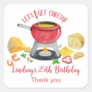 Pegatina Cuadrada Cheese Fondue Fiesta