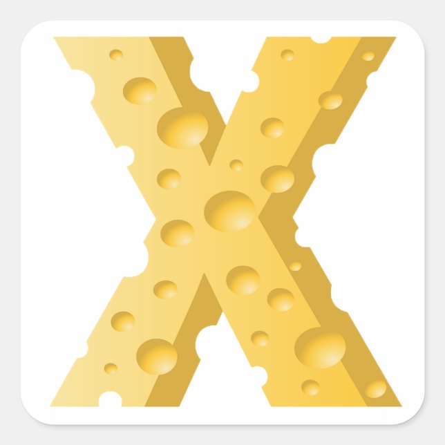 Pegatina Cuadrada Cheese Letter X Typography (Anverso)
